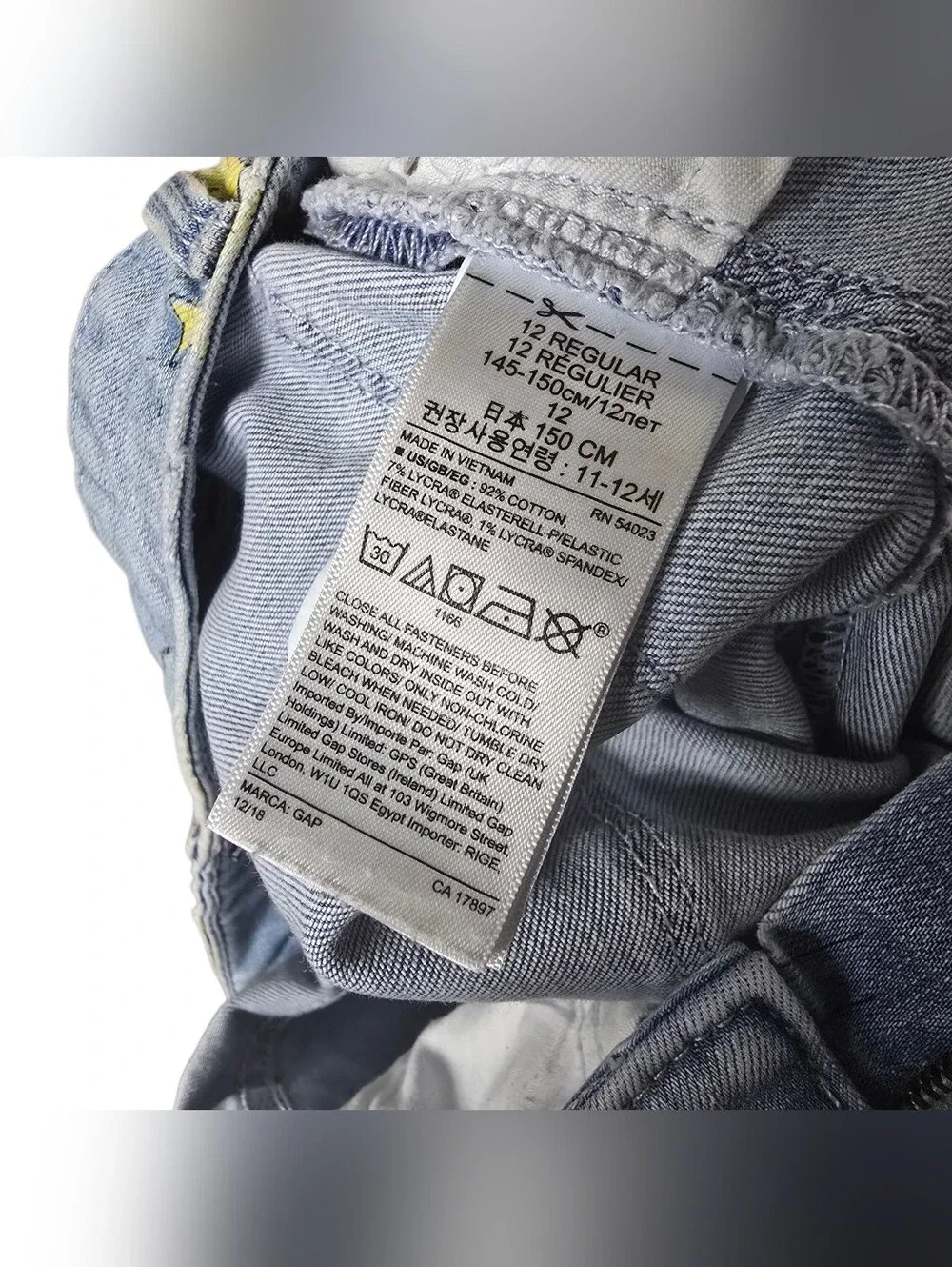 Gap Denim Happy Face Jeans Girls Blue Yellow Pink Heart Eyes 12 - Picture 6 of 6